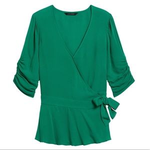 Banana Republic Ecovero Wrap Top V Neck 3/4 Sleeve